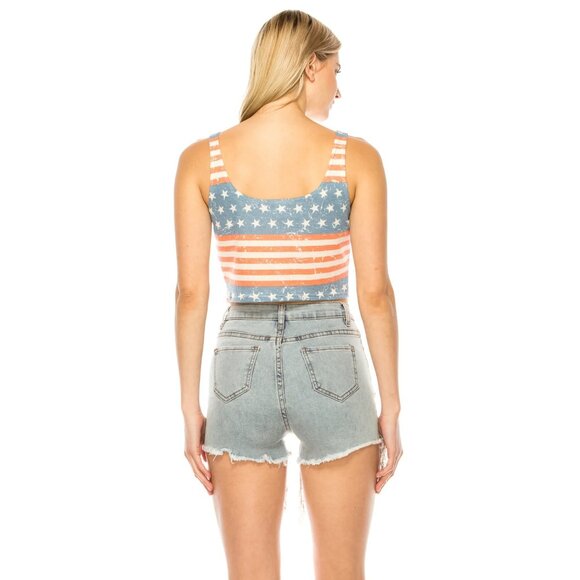 Trails Stars and Stripes Crop Top Size Medium Casual American Flag Patriotic NEW - Picture 2 of 10